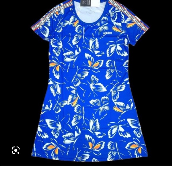 adidas Dresses & Skirts - ⭐️3/$24 - $9.99 ship⭐️ - Adidas X FARM Rio Blue & White Butterfly Print Tennis S